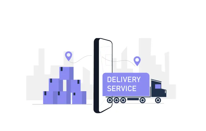Delivery Truck Fast Service App on Smartphone Pro Vector Illustration